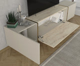 Comodă TV Veyron, Travertin - Sandstone, 180x32x45 cm