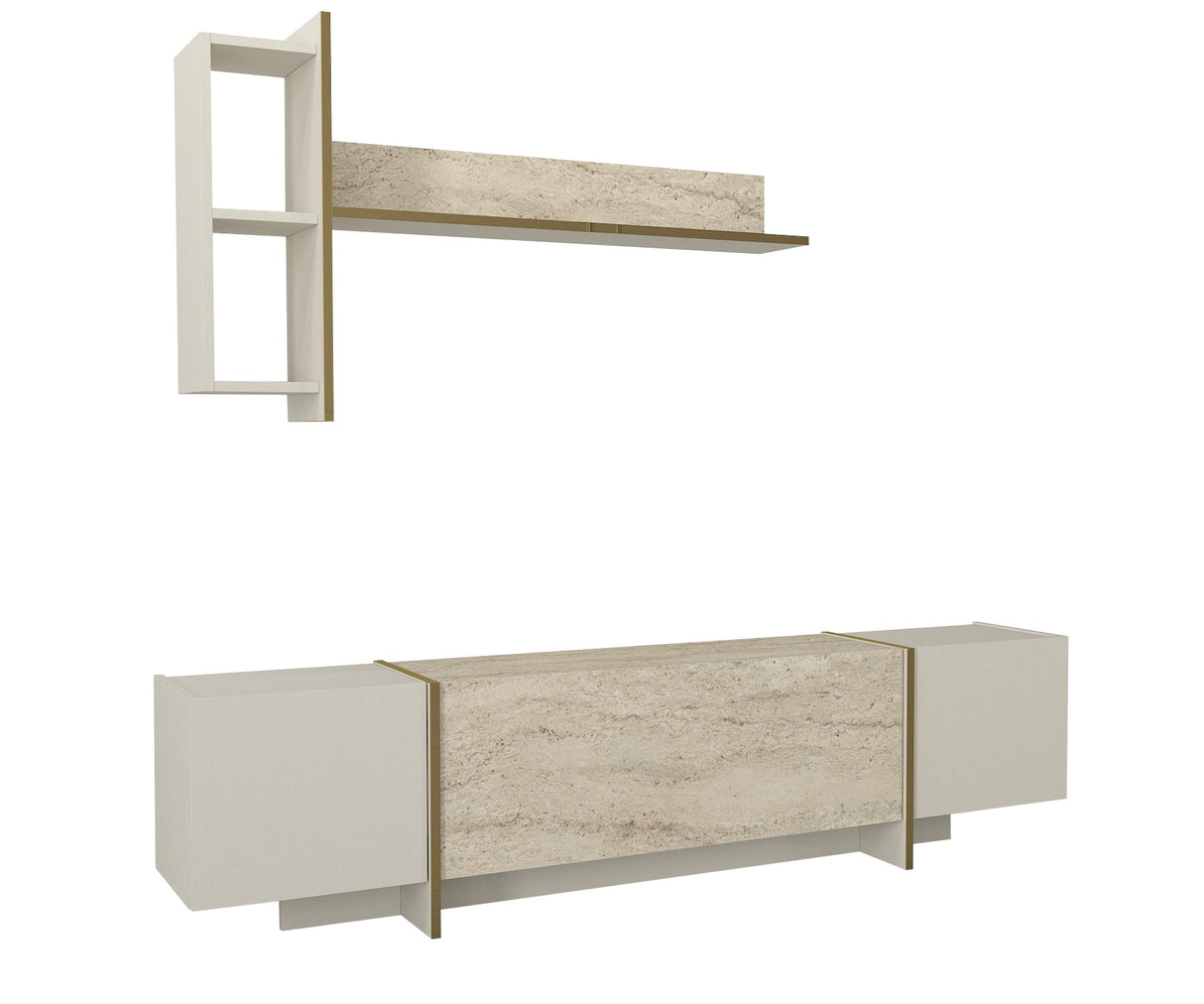 Comodă TV Veyron, Travertin - Sandstone, 180x32x45 cm