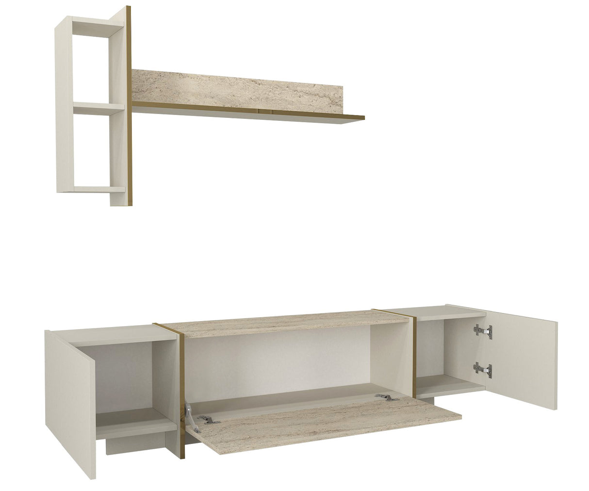 Comodă TV Veyron, Travertin - Sandstone, 180x32x45 cm