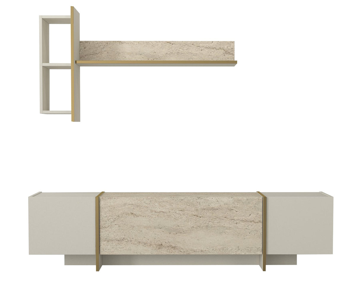 Comodă TV Veyron, Travertin - Sandstone, 180x32x45 cm