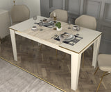 Masă dining Veyron, Travertin - Sandstone, 145x85x76 cm