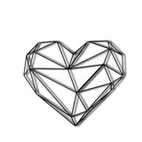 Decoratiune de perete Metal Heart v2, Negru, 40x1x37 cm