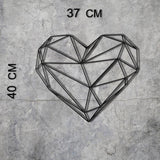 Decoratiune de perete Metal Heart v2, Negru, 40x1x37 cm