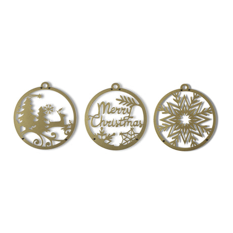 Decorațiune de perete din metal Merry Christmas, Auriu, 23x25x0 cm
