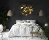 Decorațiune de perete din metal World Map Compass Led, Negru, 65x95x0 cm