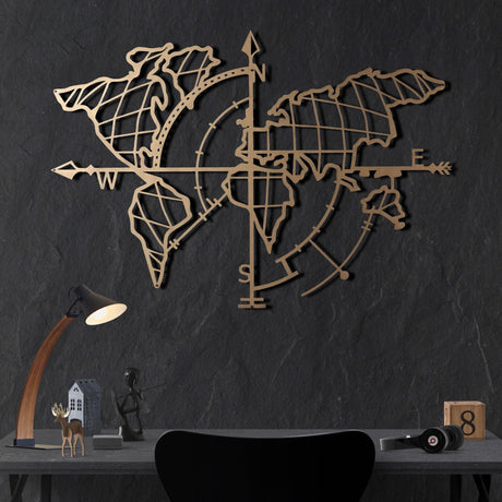 Decoratiune de perete Metal Tanelorn, Aur, 95x0x65 cm