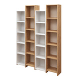 Bibliotecă Semm, Stejar - Alb, 34x25x180 cm