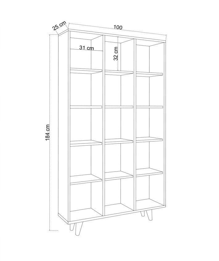 Bibliotecă Zipa, Travertin, 100x25x184 cm