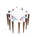 Set 3 măsuțe de cafea Tremo, Alb - Roz - Albastru - Nuc, 50x50x52 cm