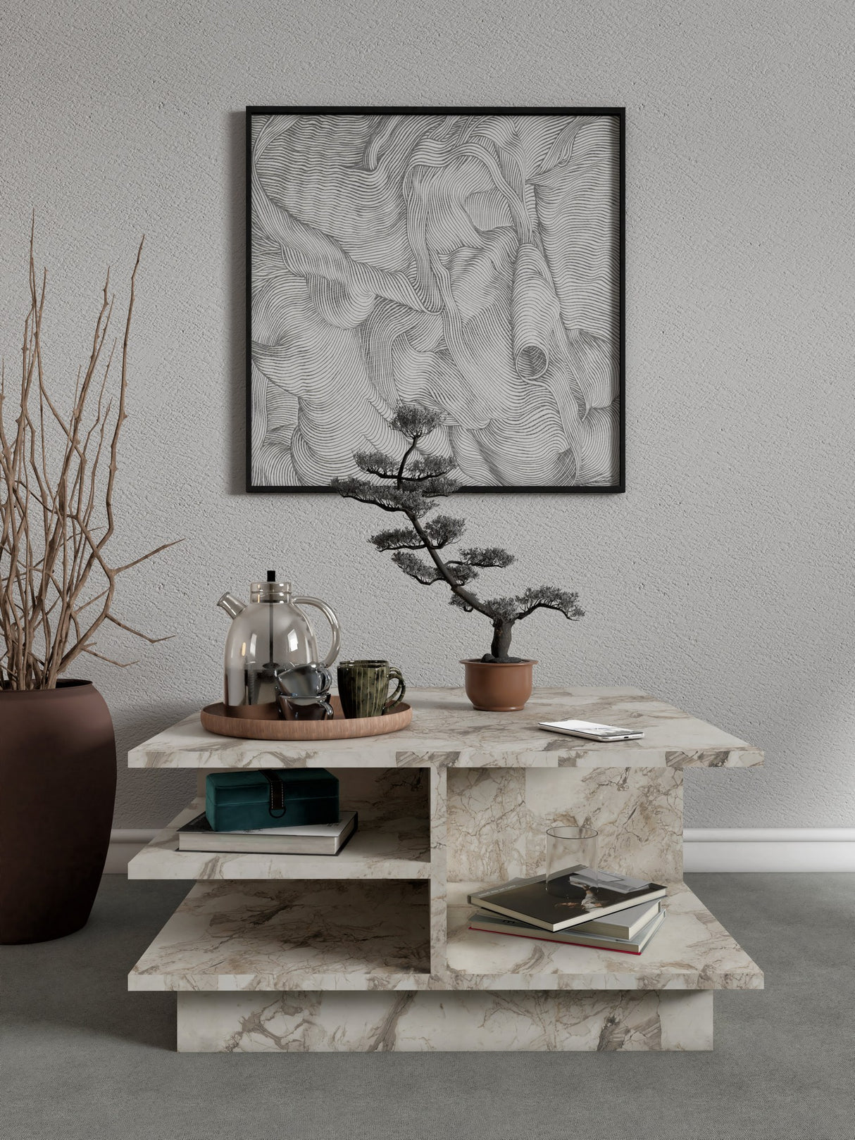 Măsuță de cafea Skull, Diverse culori, 80x80x40 cm - Ephesus marble | SKU: 811MDD2811 | Măsuță de cafea Skull, 80x80x40 cm, varianta Ephesus marble, produs pentru amenajarea locuinței, disponibil online în România la CasaMob