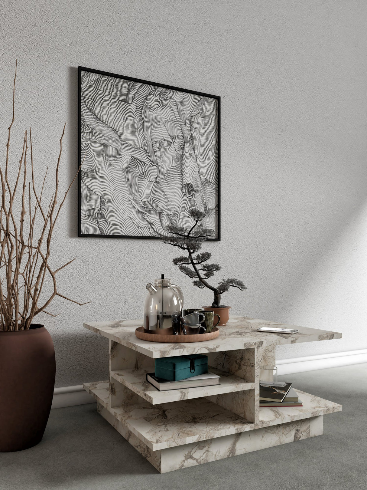Măsuță de cafea Skull, Diverse culori, 80x80x40 cm - Ephesus marble | SKU: 811MDD2811 | Măsuță de cafea Skull, 80x80x40 cm, varianta Ephesus marble, produs pentru amenajarea locuinței, disponibil online în România la CasaMob