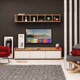 Comodă TV Liçi, Stejar - Alb, 150x35x45 cm