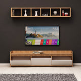 Comodă TV Liçi, Stejar - Alb, 150x35x45 cm