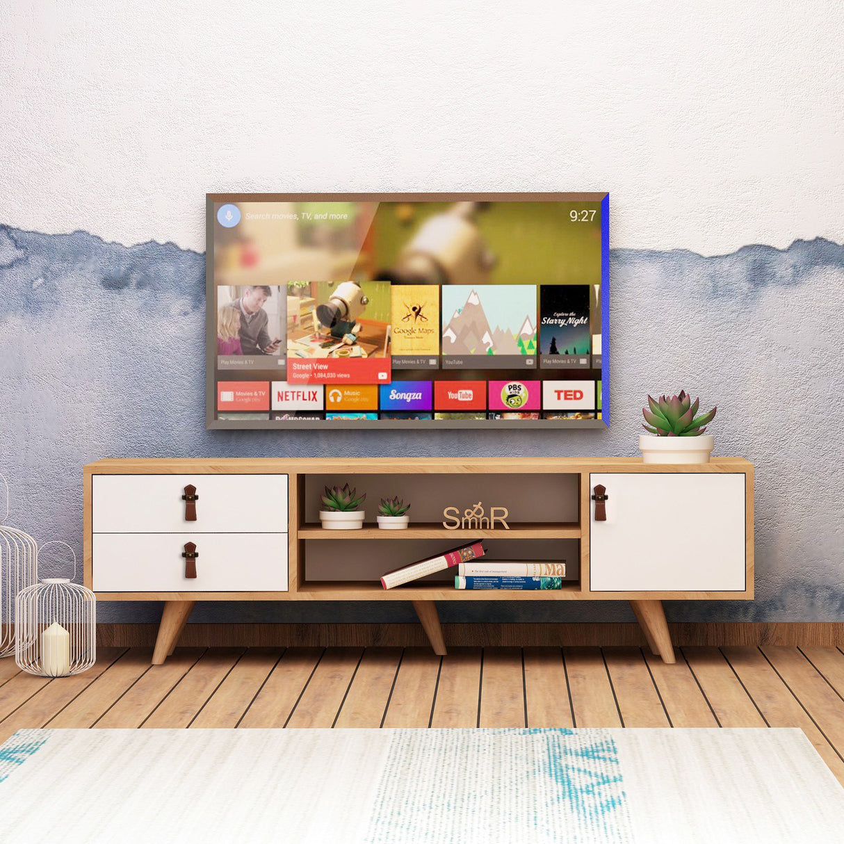 Comodă TV Lara, Stejar - Alb, 120x40x53 cm