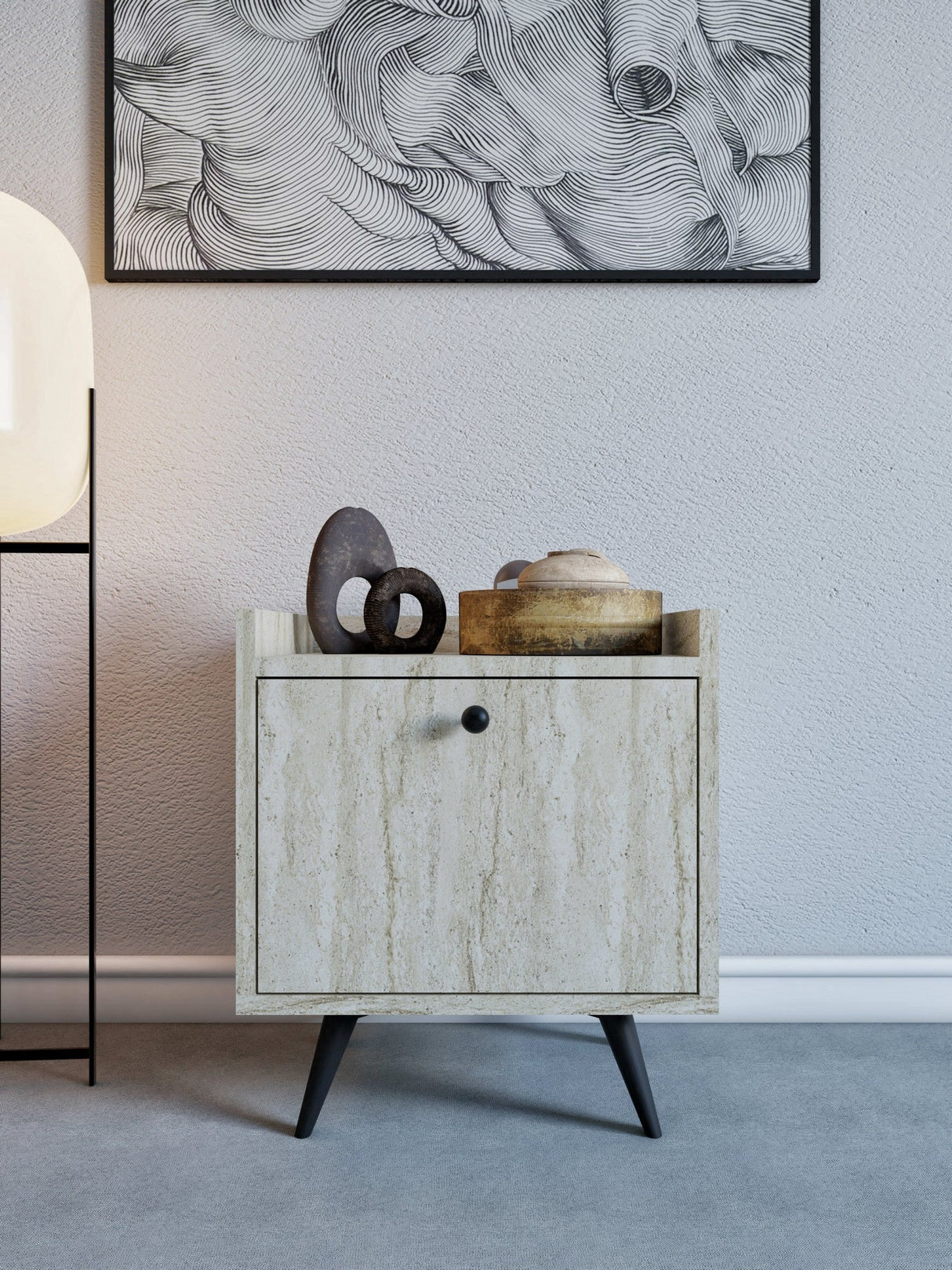 Noptieră Dopo, Diverse culori, 50x40x55 cm - Travertin | SKU: 811MDD3441 | Noptieră Dopo, 50x40x55 cm, varianta Travertin, produs pentru amenajarea locuinței, disponibil online în România la CasaMob