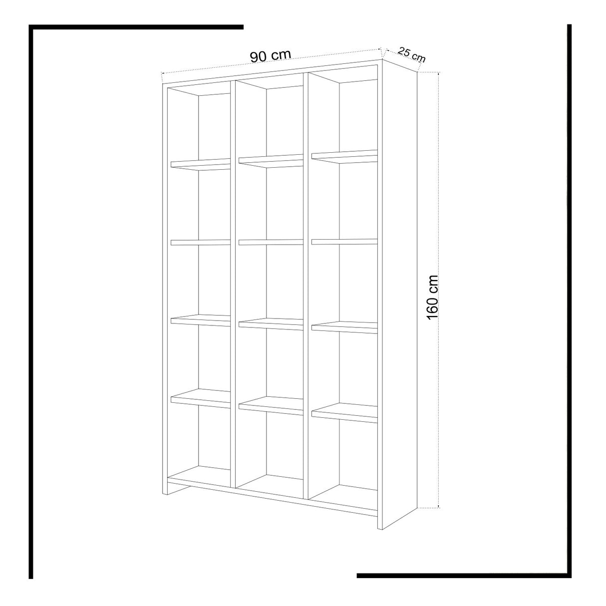 Bibliotecă Pritone, Alb, 90x25x160 cm