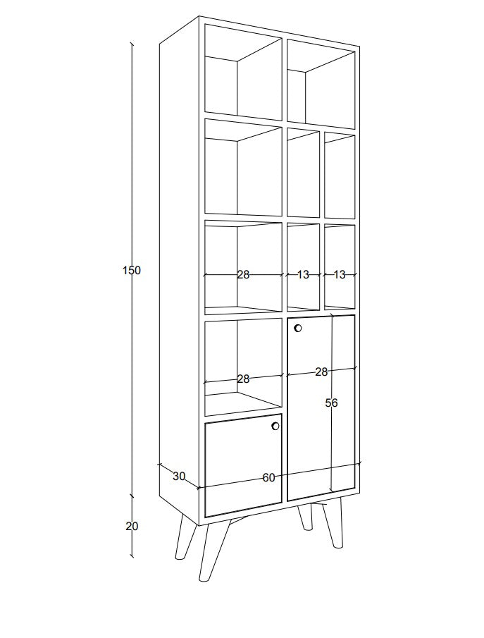 Bibliotecă Kiato, Stejar, 60x30x170 cm