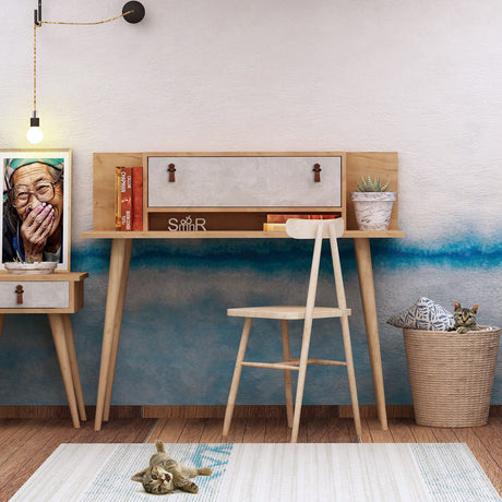 Birou Soojin, Stejar - Alb, 120x60x107 cm