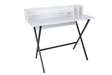 Birou Steyr  cu rafuri, picioare mealice, Alb, 100 x 89 x 50 cm