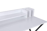 Birou Steyr  cu rafuri, picioare mealice, Alb, 100 x 89 x 50 cm