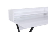 Birou Steyr  cu rafuri, picioare mealice, Alb, 100 x 89 x 50 cm