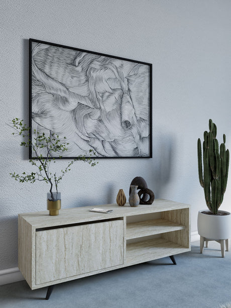Comodă TV Maku, Travertin, 120x35x47 cm