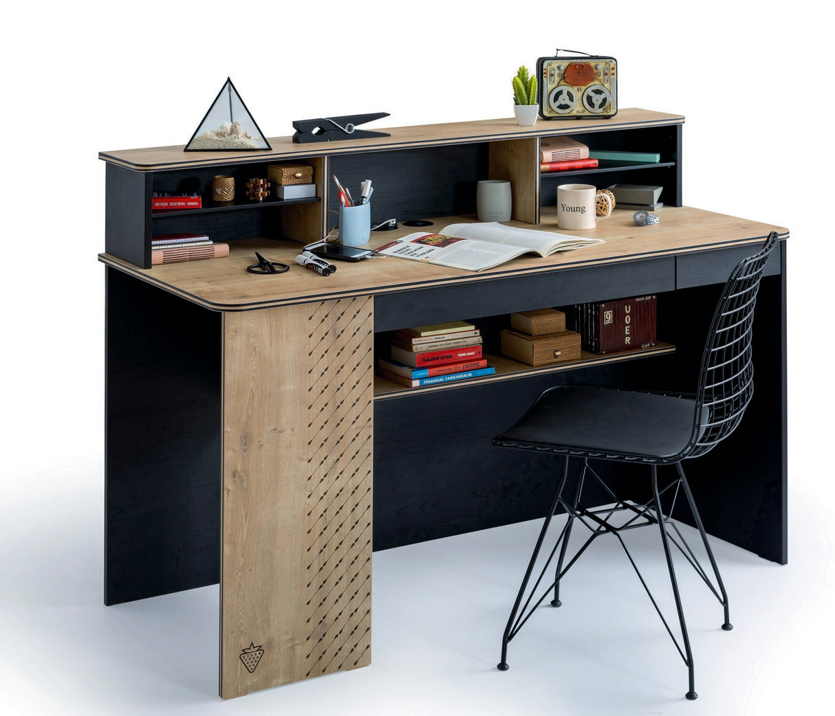 Birou Black Large, Multicolor, 138x58x75 cm