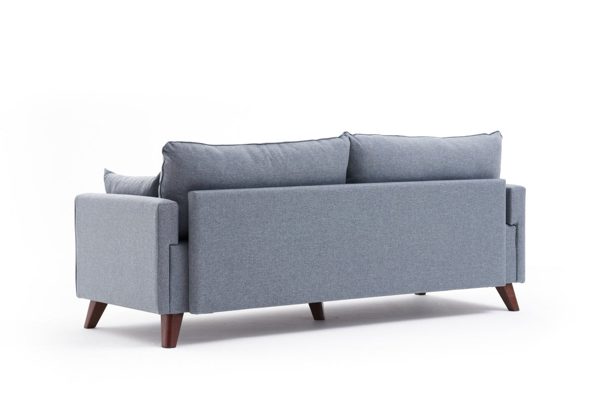 Canapea fixă 3 locuri Bella Soft Üçlü Koltuk, Albastru, 208x81x85 cm