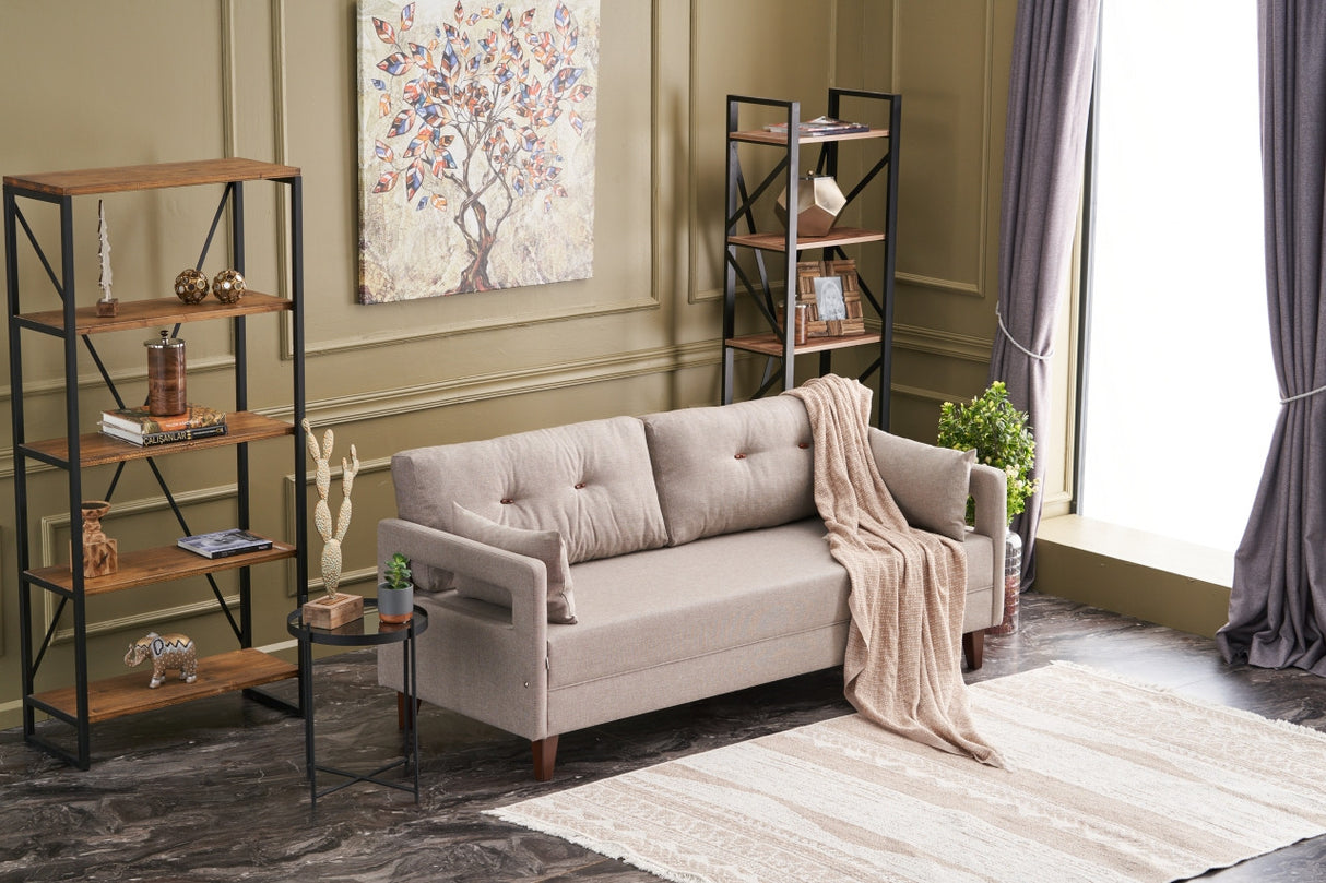 Canapea fixă 3 locuri Comfort, Crem, 206x80x80 cm