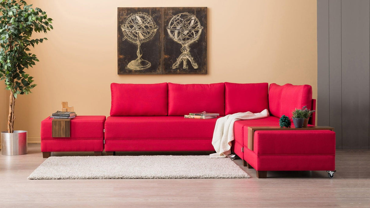 Canapea extensibilă de colț Fly, 1 piesă, Dreapta, Roșu, 210x280x80 cm