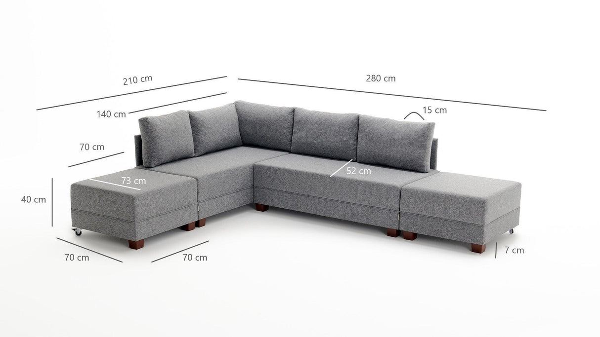 Canapea extensibilă de colț Fly, 1 piesă, Stânga, Diverse culori, 210x280x70 cm - Gri deschis | SKU: 825BLC1006 | Canapea extensibilă de colț Fly, 1 piesă, Stânga, 210x280x70 cm, varianta Gri deschis, produs pentru amenajarea locuinței, disponibil online în România la CasaMob