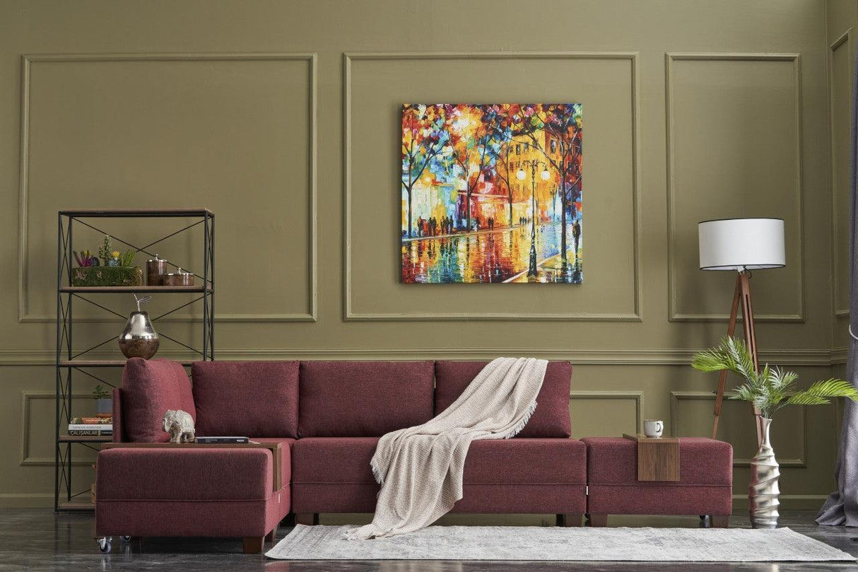 Canapea extensibilă de colț Fly, 1 piesă, Stânga, Bordo, 210x280x80 cm