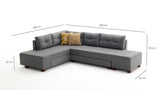 Canapea extensibilă de colț Manama, Stânga, Diverse culori, 280x206x85 cm - Gri închis | SKU: 825BLC1182 | Canapea extensibilă de colț Manama, Stânga, 280x206x85 cm, varianta Gri închis, produs pentru amenajarea locuinței, disponibil online în România la CasaMob
