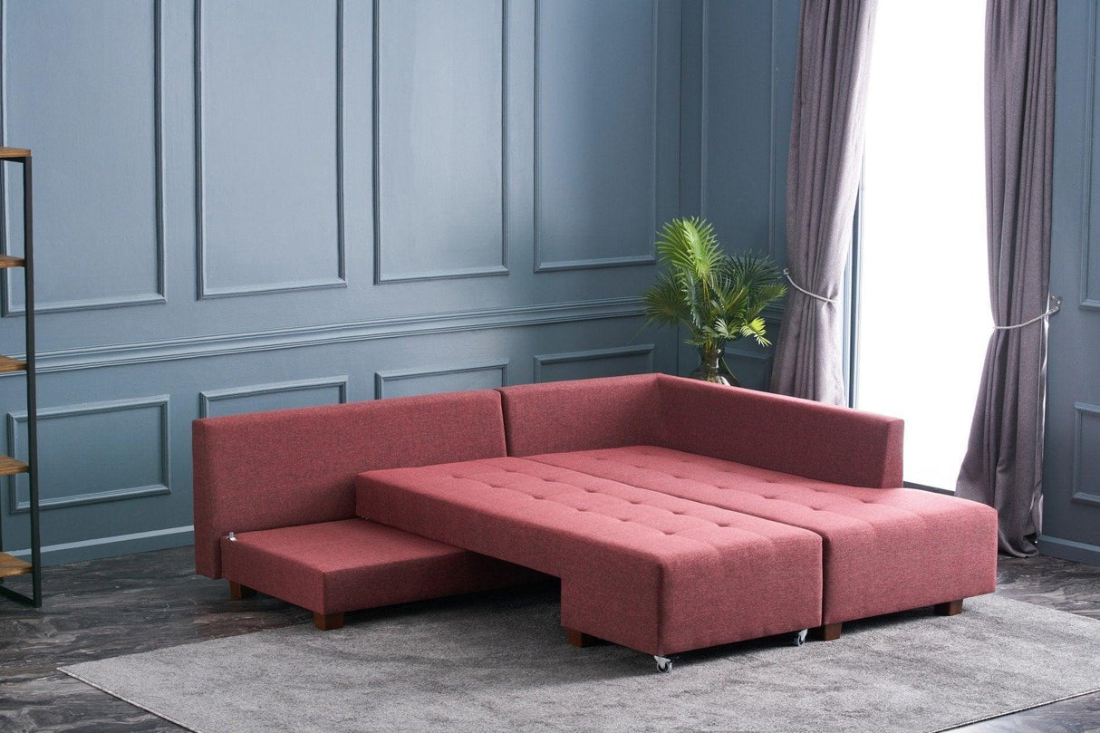 Canapea extensibilă de colț Manama, Dreapta, Diverse culori, 280x206x85 cm - Bordo | SKU: 825BLC1185 | Canapea extensibilă de colț Manama, Dreapta, 280x206x85 cm, varianta Bordo, produs pentru amenajarea locuinței, disponibil online în România la CasaMob
