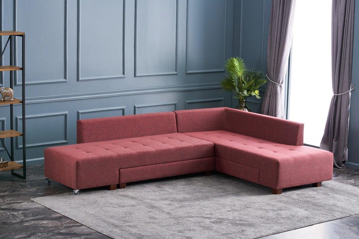 Canapea extensibilă de colț Manama, Dreapta, Diverse culori, 280x206x85 cm - Bordo | SKU: 825BLC1185 | Canapea extensibilă de colț Manama, Dreapta, 280x206x85 cm, varianta Bordo, produs pentru amenajarea locuinței, disponibil online în România la CasaMob