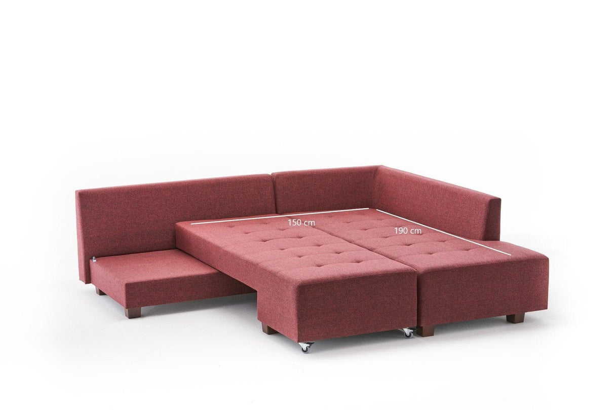 Canapea extensibilă de colț Manama, Dreapta, Diverse culori, 280x206x85 cm - Bordo | SKU: 825BLC1185 | Canapea extensibilă de colț Manama, Dreapta, 280x206x85 cm, varianta Bordo, produs pentru amenajarea locuinței, disponibil online în România la CasaMob
