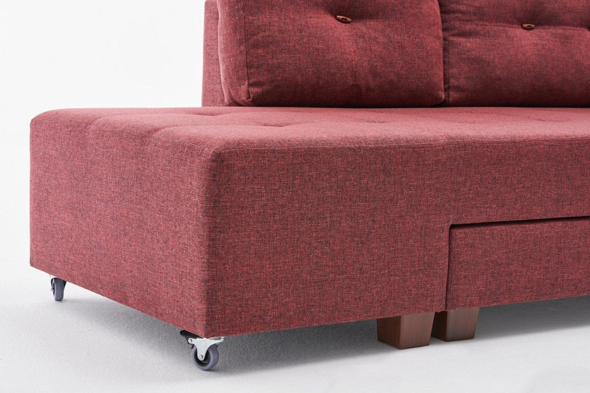 Canapea extensibilă de colț Manama, Dreapta, Diverse culori, 280x206x85 cm - Bordo | SKU: 825BLC1185 | Canapea extensibilă de colț Manama, Dreapta, 280x206x85 cm, varianta Bordo, produs pentru amenajarea locuinței, disponibil online în România la CasaMob
