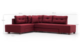 Canapea extensibilă de colț Manama, Stânga, Diverse culori, 280x206x85 cm - Bordo | SKU: 825BLC1186 | Canapea extensibilă de colț Manama, Stânga, 280x206x85 cm, varianta Bordo, produs pentru amenajarea locuinței, disponibil online în România la CasaMob
