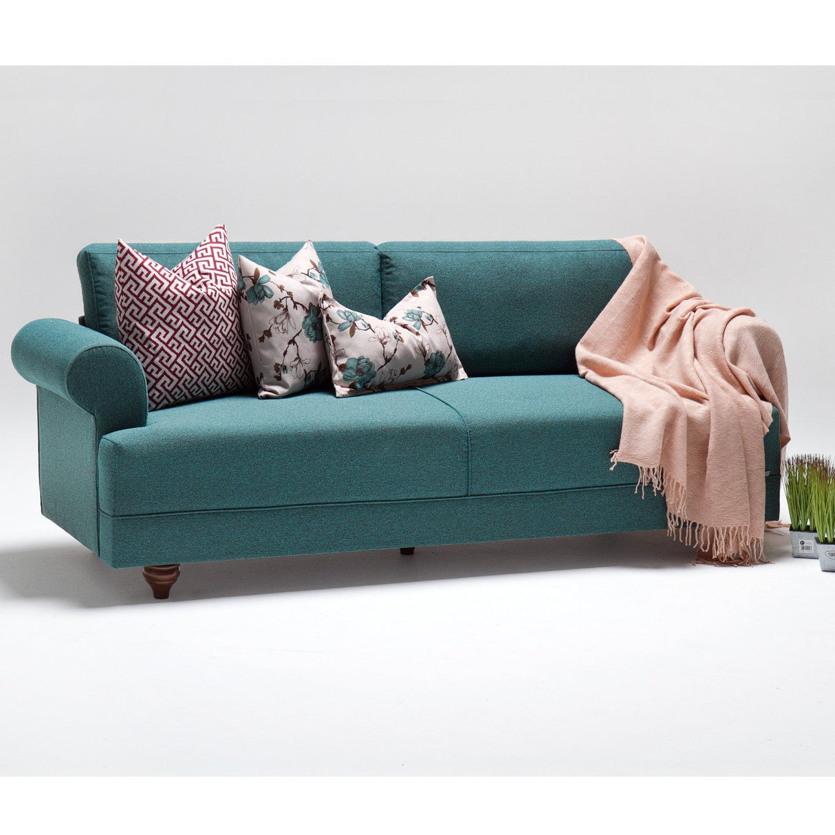 Canapea fixă 3 locuri Samara, Diverse culori, 210x80x85 cm - Turcoaz | SKU: 825BLC1195 | Canapea fixă 3 locuri Samara, 210x80x85 cm, varianta Turcoaz, produs pentru amenajarea locuinței, disponibil online în România la CasaMob