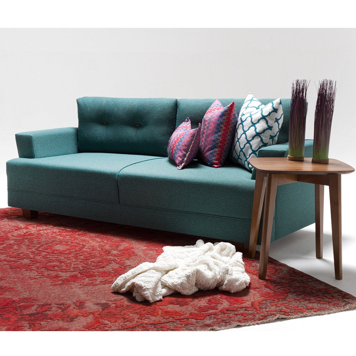 Canapea fixă 3 locuri Balzan, Diverse culori, 208x78x85 cm - Turcoaz | SKU: 825BLC1198 | Canapea fixă 3 locuri Balzan, 208x78x85 cm, varianta Turcoaz, produs pentru amenajarea locuinței, disponibil online în România la CasaMob