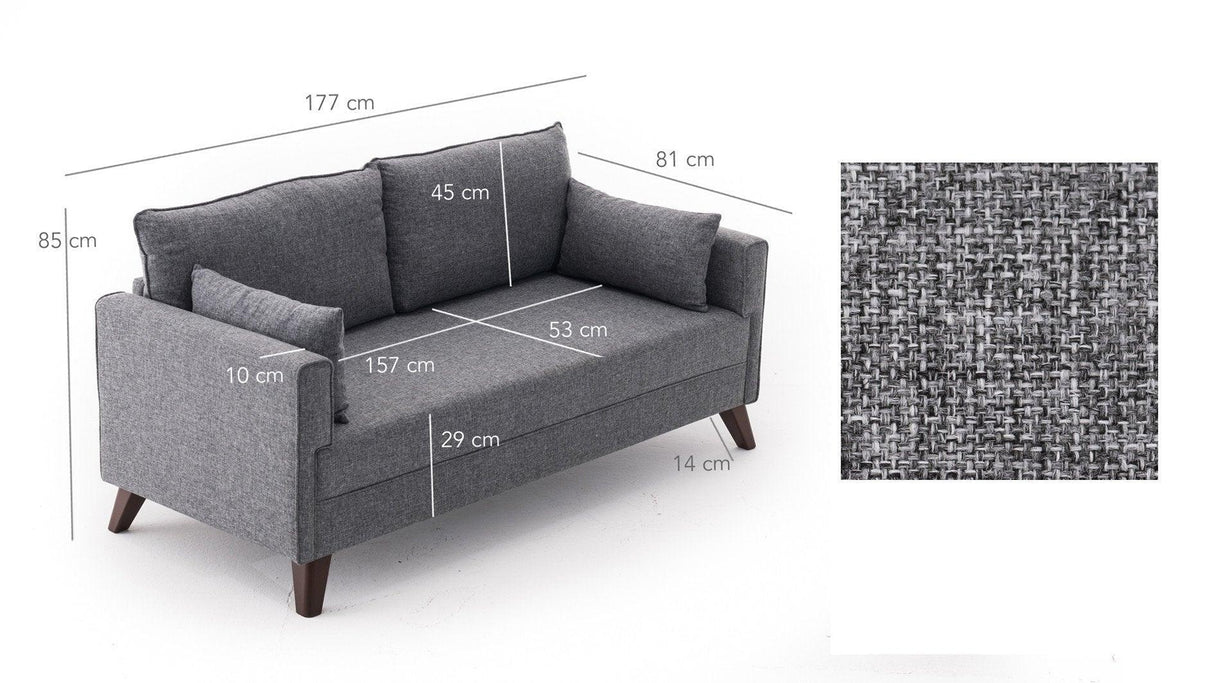Canapea fixă 2 locuri Bella For 2 Pr, Diverse culori, 177x81x85 cm - Gri | SKU: 825BLC1498 | Canapea fixă 2 locuri Bella For 2 Pr, 177x81x85 cm, varianta Gri, produs pentru amenajarea locuinței, disponibil online în România la CasaMob