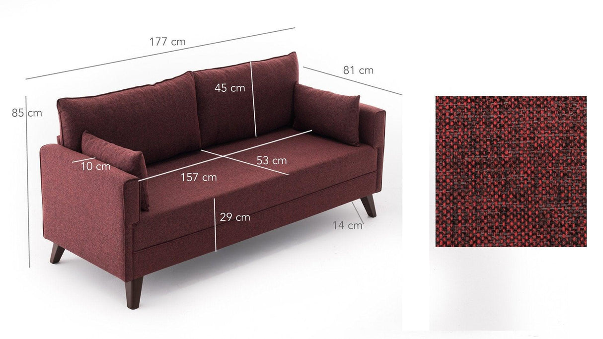 Canapea fixă 2 locuri Bella For 2 Pr, Diverse culori, 177x81x85 cm - Bordo | SKU: 825BLC1515 | Canapea fixă 2 locuri Bella For 2 Pr, 177x81x85 cm, varianta Bordo, produs pentru amenajarea locuinței, disponibil online în România la CasaMob