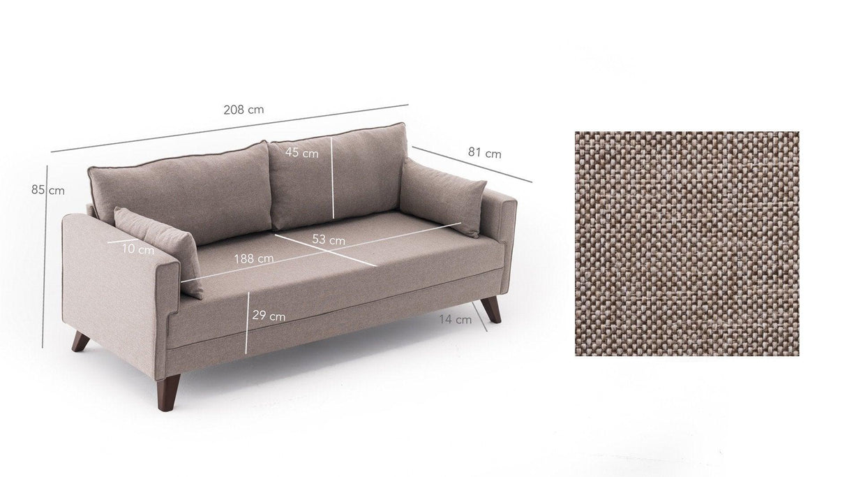 Canapea fixă 3 locuri Bella For 3 Pr, Diverse culori, 208x81x85 cm - Crem | SKU: 825BLC1508 | Canapea fixă 3 locuri Bella For 3 Pr, 208x81x85 cm, varianta Crem, produs pentru amenajarea locuinței, disponibil online în România la CasaMob