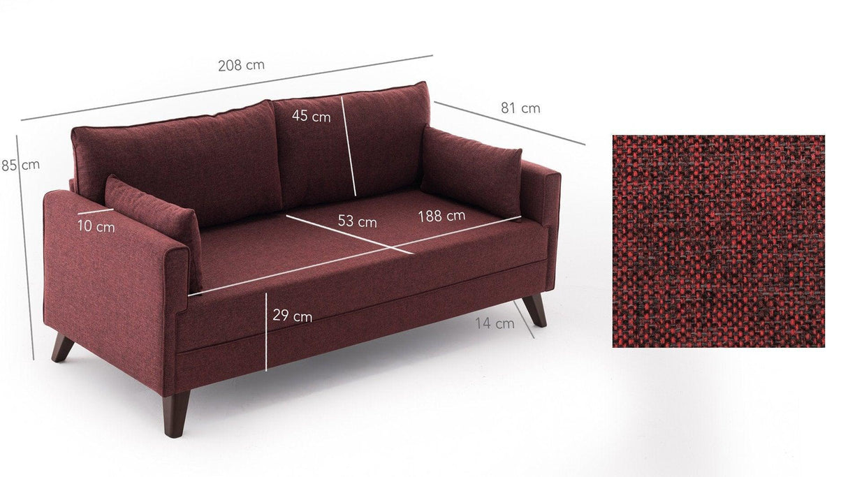 Canapea extensibilă Bella, 3 locuri, Diverse culori, 208x81x85 cm - Bordo | SKU: 825BLC1517 | Canapea extensibilă Bella, 3 locuri, 208x81x85 cm, varianta Bordo, produs pentru amenajarea locuinței, disponibil online în România la CasaMob