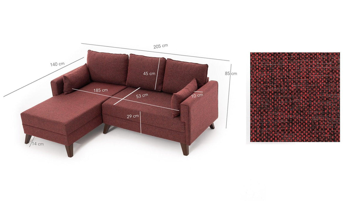 Canapea extensibilă Bella, Colț, Stânga, Diverse culori, 205x140x85 cm - Bordo | SKU: 825BLC1518 | Canapea extensibilă Bella, Colț, Stânga, 205x140x85 cm, varianta Bordo, produs pentru amenajarea locuinței, disponibil online în România la CasaMob