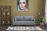 Canapea fixă 2 locuri Bella Soft İkili Koltuk, Albastru, 177x81x85 cm