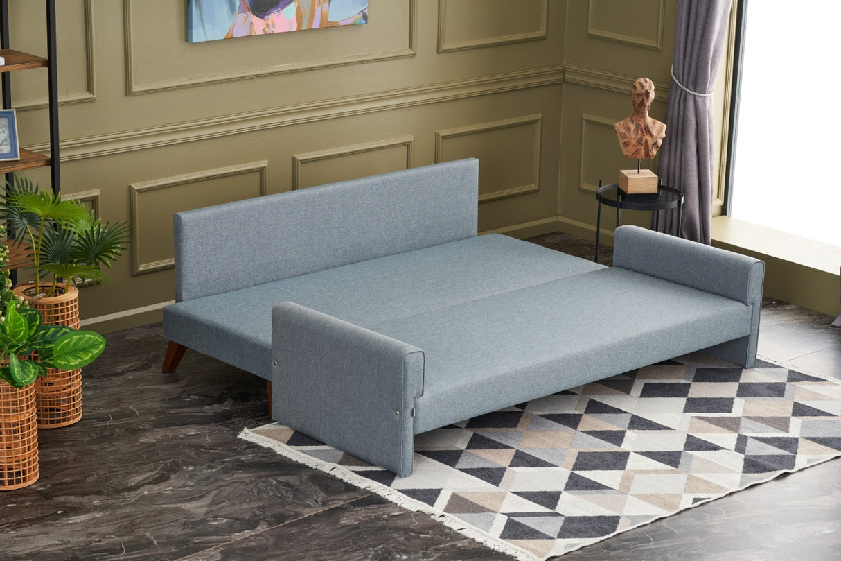 Canapea extensibilă Bella, Soft, 3 locuri, Albastru, 208x81x85 cm
