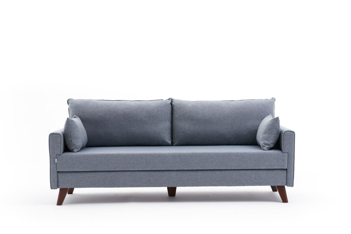 Canapea extensibilă Bella, Soft, 3 locuri, Albastru, 208x81x85 cm