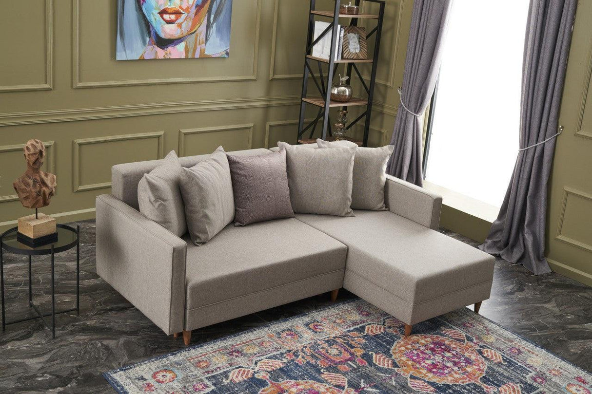 Canapea extensibilă de colț Batss, Dreapta, Diverse culori - Crem | SKU: 825BLC1716 | Canapea extensibilă de colț Batss, Dreapta, varianta Crem, produs pentru amenajarea locuinței, disponibil online în România la CasaMob