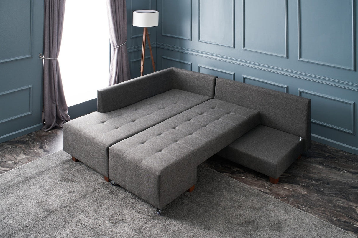 Canapea extensibilă de colț Manama, Stânga, Diverse culori, 280x206x85 cm - Antracit | SKU: 825BLC2541 | Canapea extensibilă de colț Manama, Stânga, 280x206x85 cm, varianta Antracit, produs pentru amenajarea locuinței, disponibil online în România la CasaMob